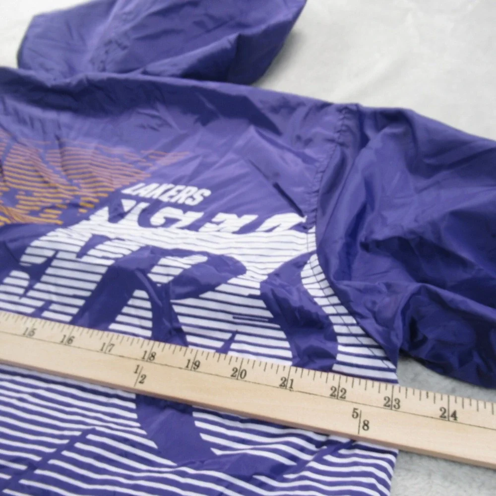 LA Lakers Jacket Mens Small NBA Purple Hood 1/4 Zip Basketball Windbreaker VTG